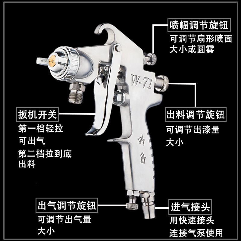 吉由w-77气泵专用油漆喷枪气动喷E壶喷漆喷胶枪油漆枪下壶喷漆枪