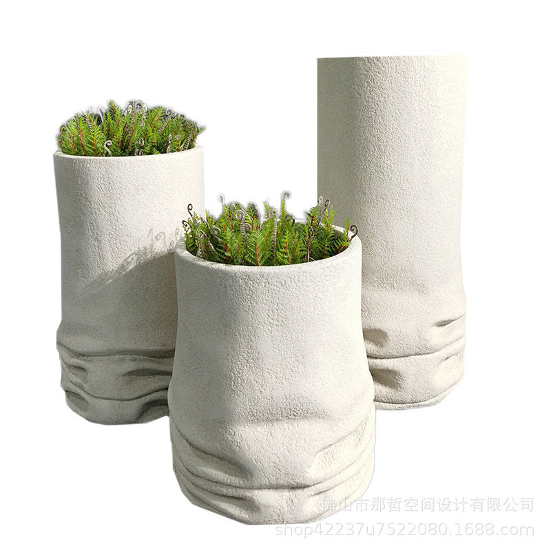 北欧艺术花盆玻璃钢花瓶组合简约现代客厅玄关落地创意花器批发