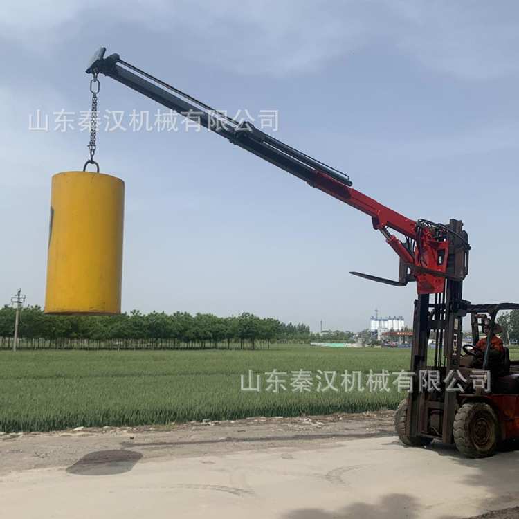 仓库检修用叉车飞臂吊可加吊篮前置液压伸缩吊臂可拆散折臂随车吊