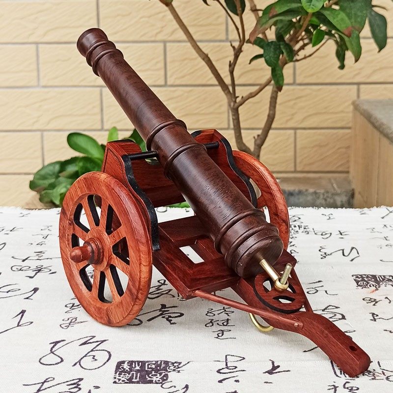 红木雕刻工艺而摆件一炮品红缅甸摆梨木家居办公摆件精品小花件