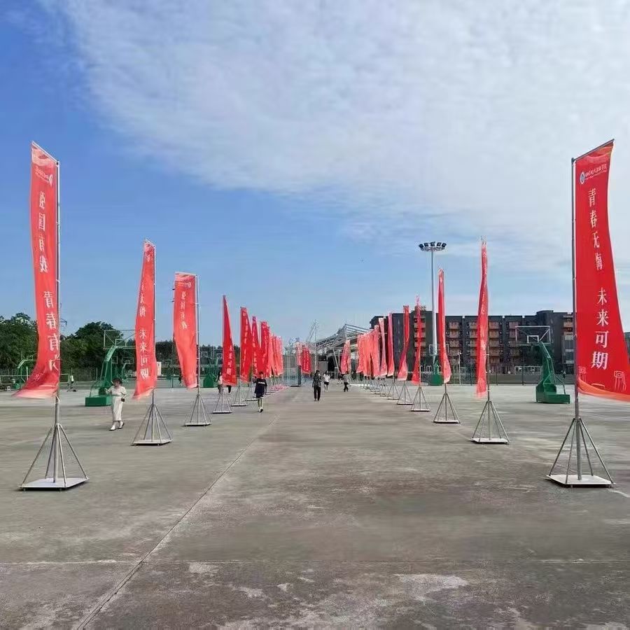 户外5米铁板铝旗杆不锈钢旗杆伸缩铁板道旗刀旗喷绘双面商场开业