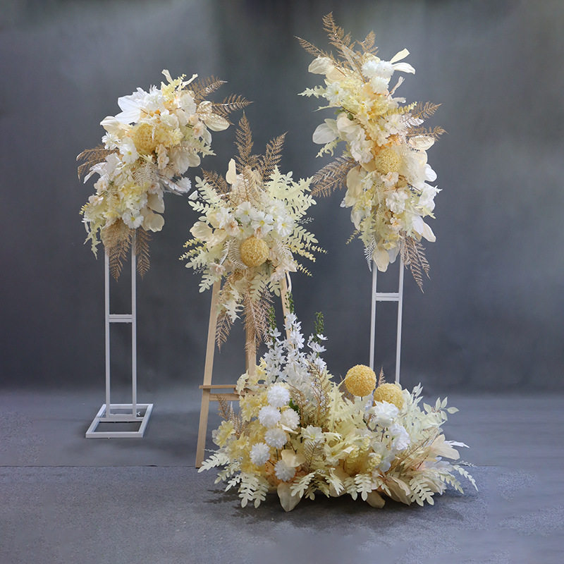 婚庆香槟色仿真花套系婚庆装饰花材婚礼堂布置插花路引花假花绢花