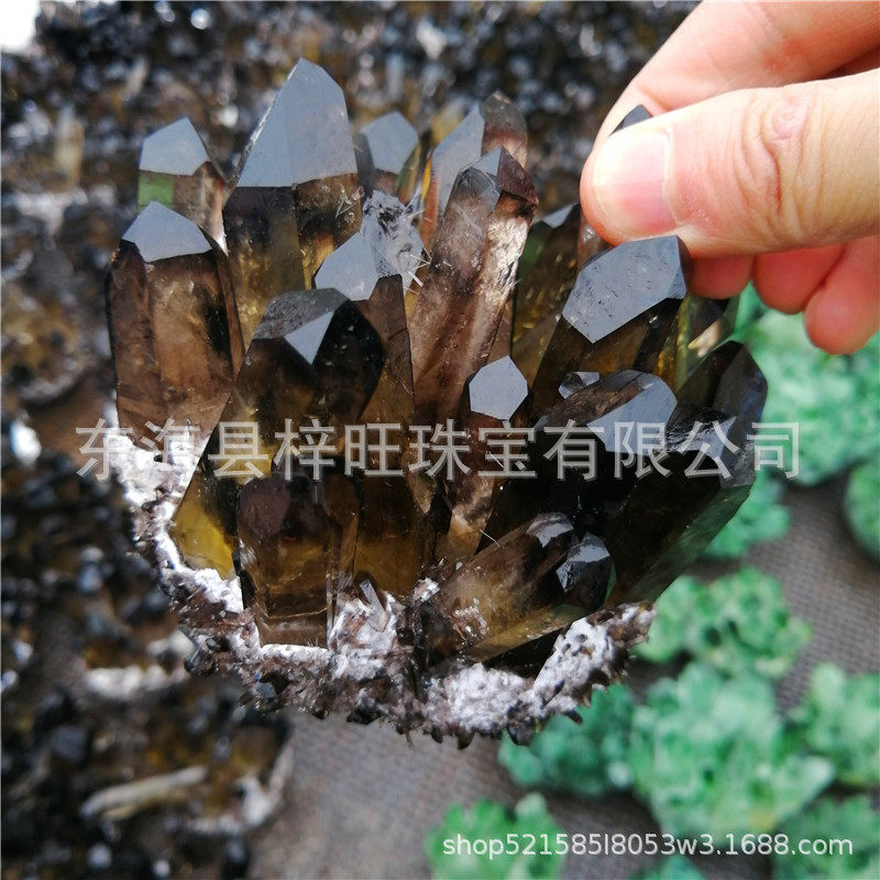 东海天然水晶原石能量柱晶簇茶水晶烟晶消磁原石摆件水晶工艺品
