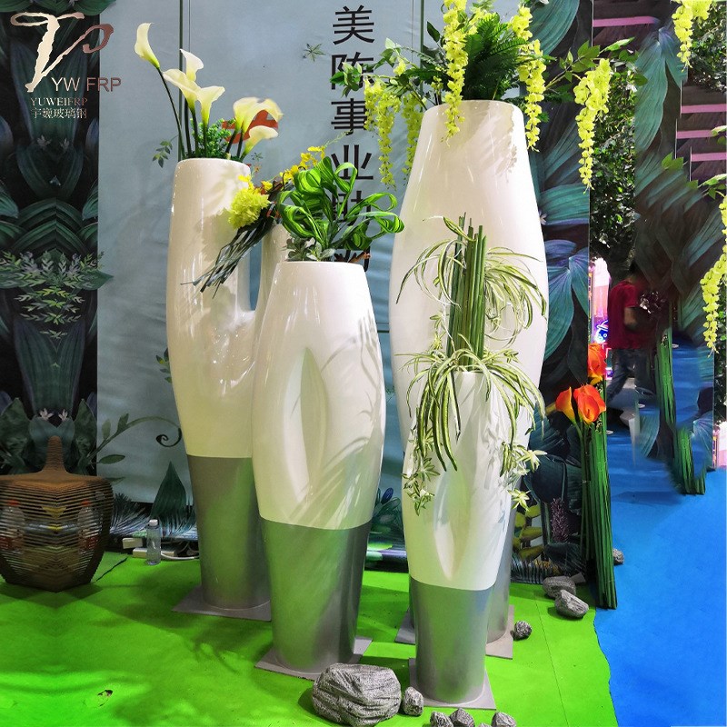 北欧玻璃钢花g盆商场户外落地式花钵花缸广场市政街道景观美陈花