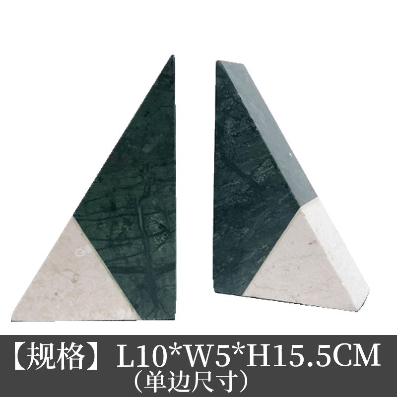 轻奢大理石书挡现代简约北欧x三角几何书靠样板房书房软装饰品摆