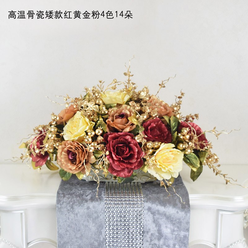 工厂店欧式假花仿真客厅花套装玫瑰玄关餐桌茶几摆放花卉绢花装饰