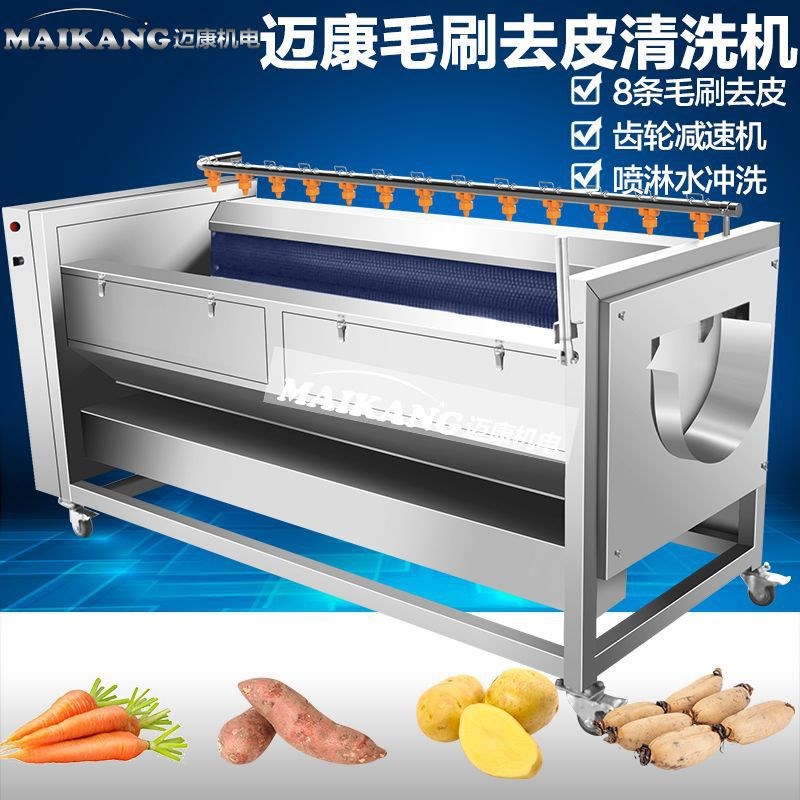 现货板栗抛光清洗机 不锈钢皱皮木瓜清洗机 毛刷式清洗机