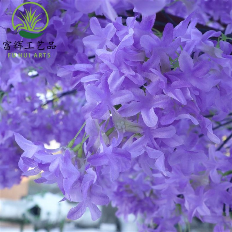 仿真蓝花楹紫藤紫丁香桃花树布景桃花海棠T花道具装饰摆件