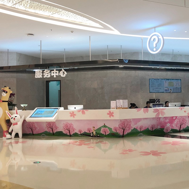 办公室简约弧形j前台创意餐厅桌台商场接待大厅办公服务台人造石