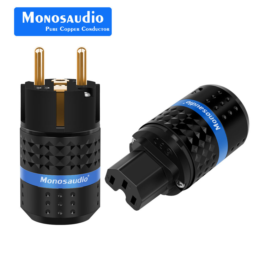 MonosaudioE102G/F102G纯铜镀金Schuko电源插头99.998%纯铜连接器