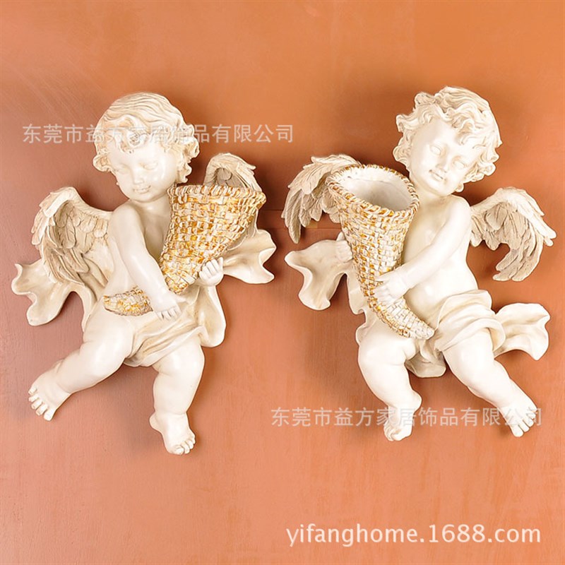 欧美乡村套二天使抱s花瓶壁挂 树脂工艺品 家居装饰品