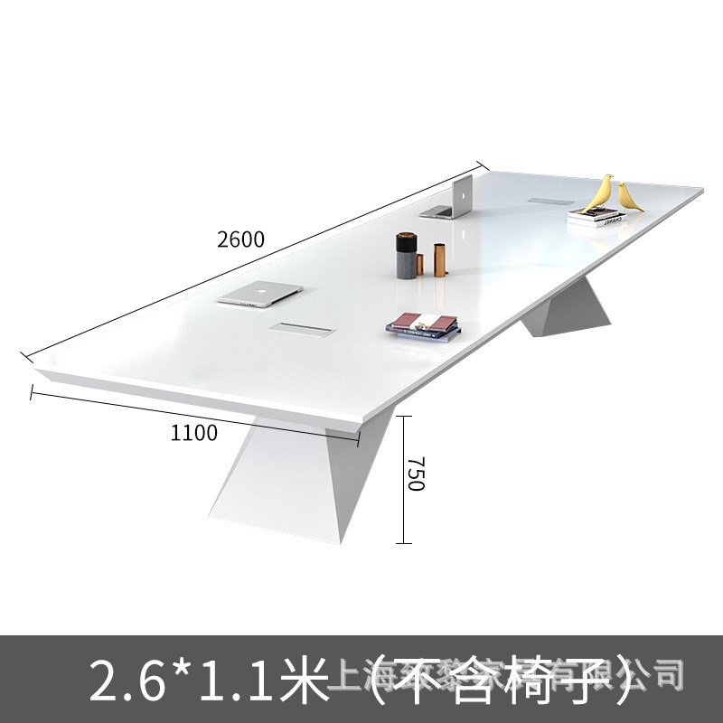 白色烤漆会议桌大型会客长桌时尚简约现J代办公室家具洽谈桌椅组