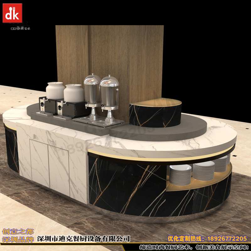 山东威海酒店自助餐厅 布菲台设计效果图 宴会厅自助餐台设备图片