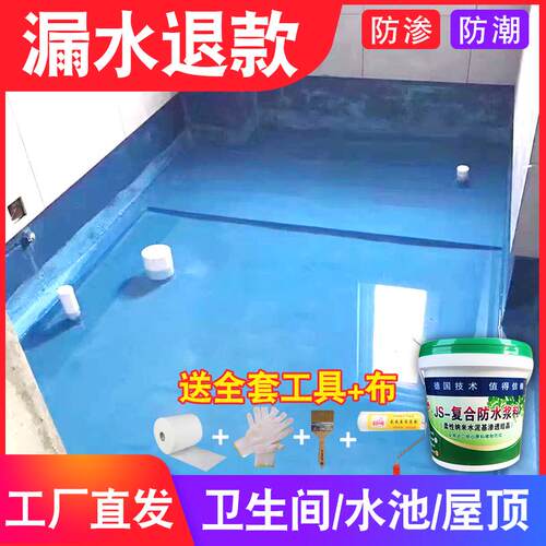 JS防水涂料胶屋顶卫生房厨间地下室鱼池内外墙柔韧补性漏堵漏材料