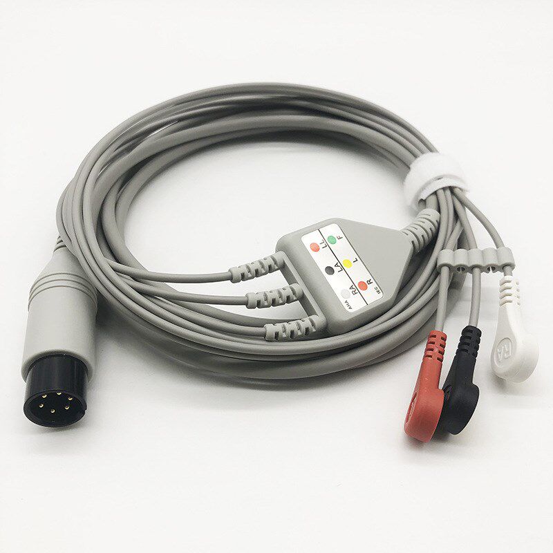 兼容监护仪迈瑞PM70009000/MEC1000金科威扣式T心电导联线6针3导