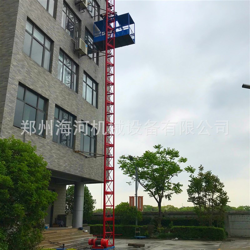2022施工盖房双吊笼施工升降机 楼房建筑运料升降机  安全防坠