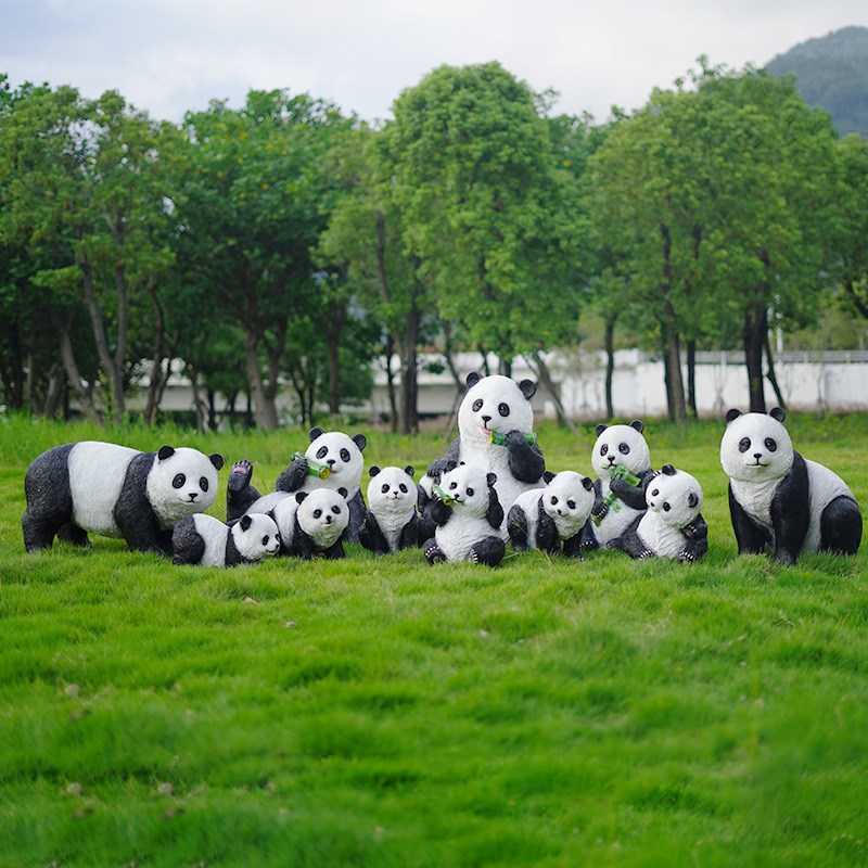仿真大熊猫摆件园林景观s草坪公园小动物模型雕塑森系装饰造景道