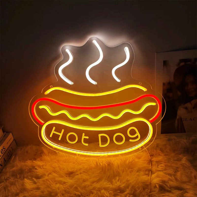 新款热狗led霓虹灯hot dog造型灯发I光招牌广告灯创意装饰灯USB