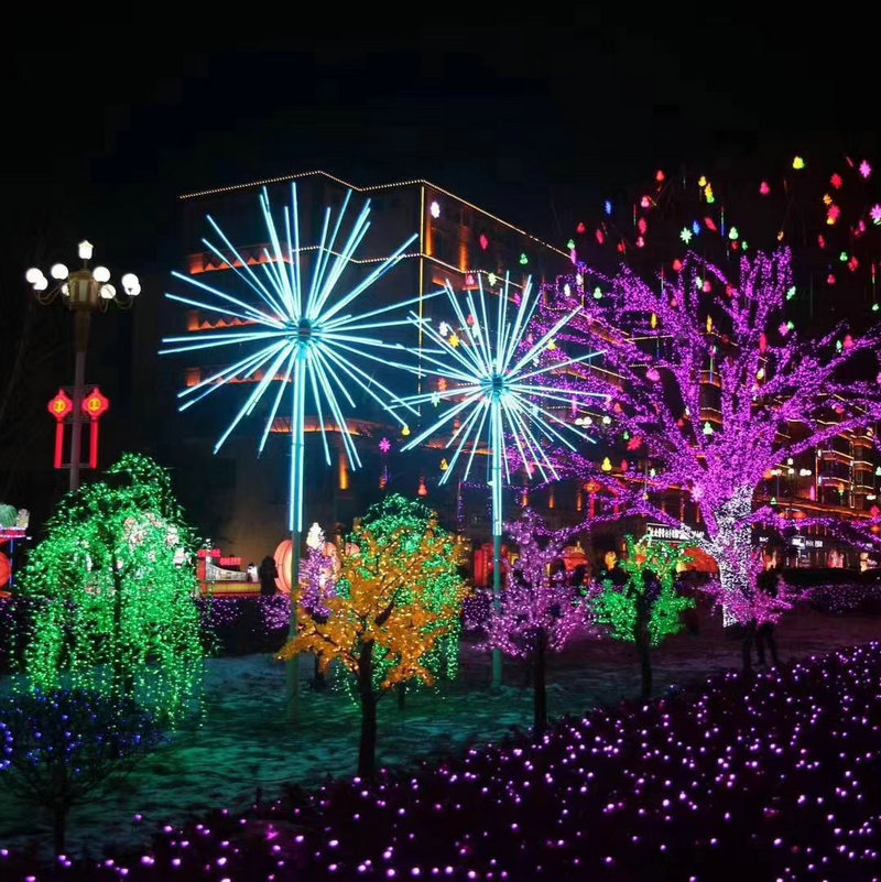 烟花灯防雨挂树灯花园庭院布置广场公园led灯彩灯户外装饰幻彩