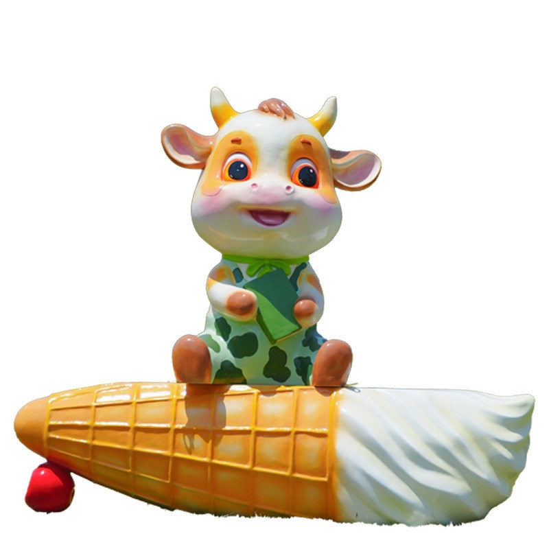 卡通奶牛玻d璃钢雕塑网红拍照打卡幼儿园动物装饰品摆件公园景区