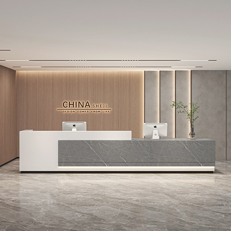 酒店公司大厅前台桌接待民宿物业烤漆办公室吧台收银台免安装