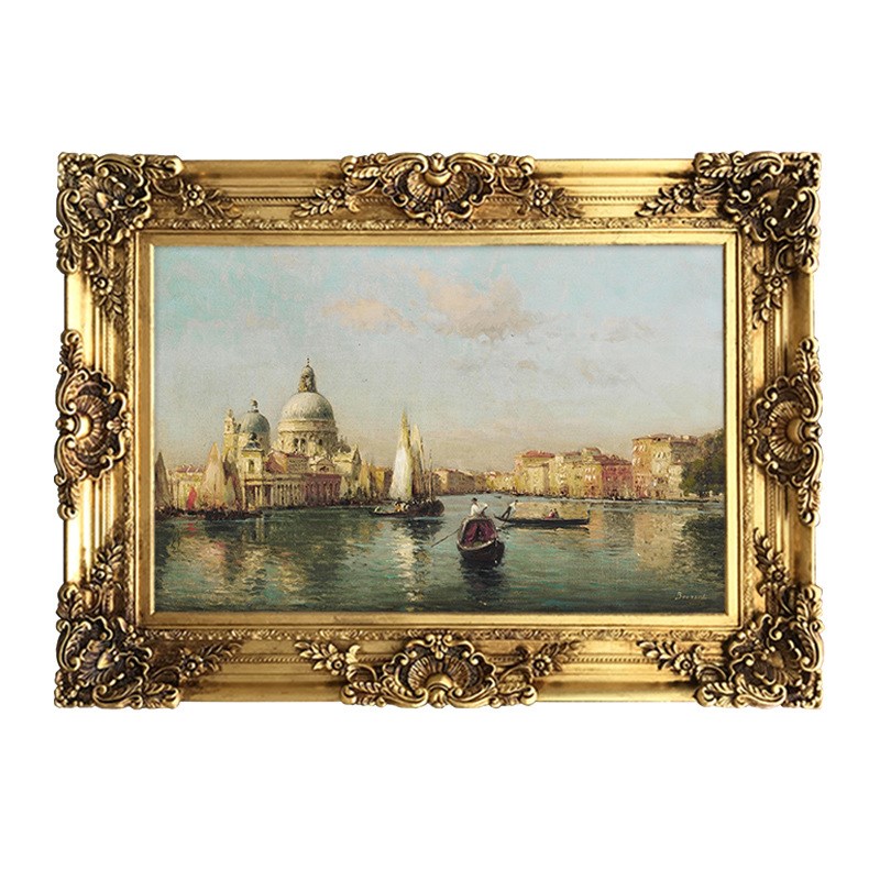 世界名画欧式复古客厅风景装饰画玄关壁炉挂画威尼斯油画欧洲建筑