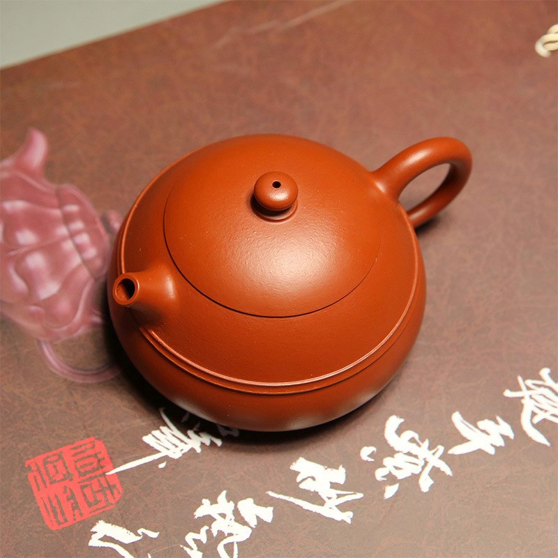 宜兴紫砂壶球形滤双线玉乳t小品茶壶原矿朱泥200ml工艺师亲制