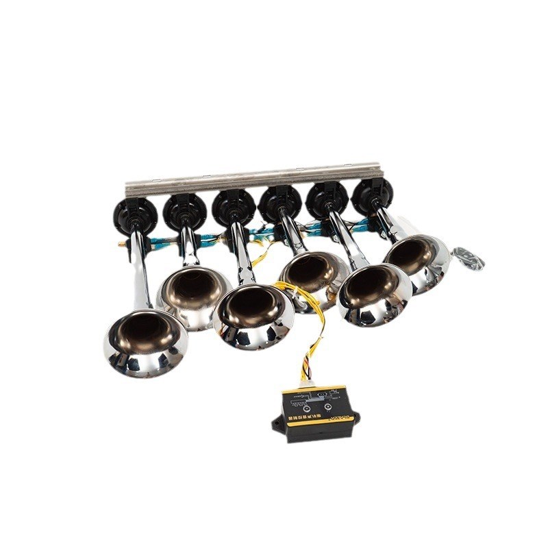金属六管八音电喇叭12V24V超响卡车货车电控气喇叭压缩机汽车喇叭