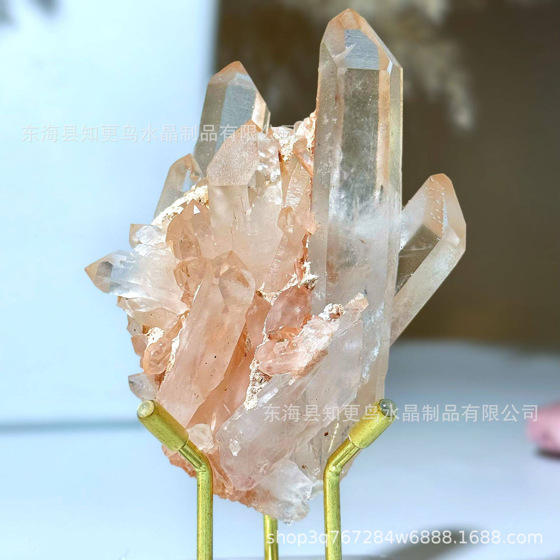 天然水晶簇原始矿标摆件家居装饰原生态观赏石粉晶簇批发
