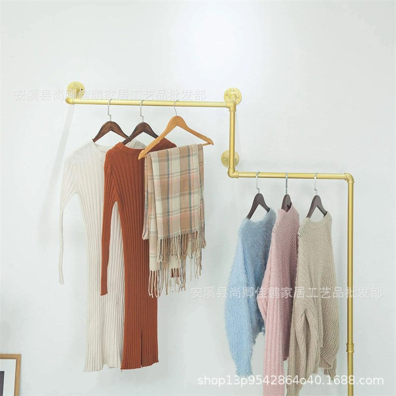 工业管衣架,壁挂服装吧,零售服装展示台L,管道吊杆蒸汽朋克风格