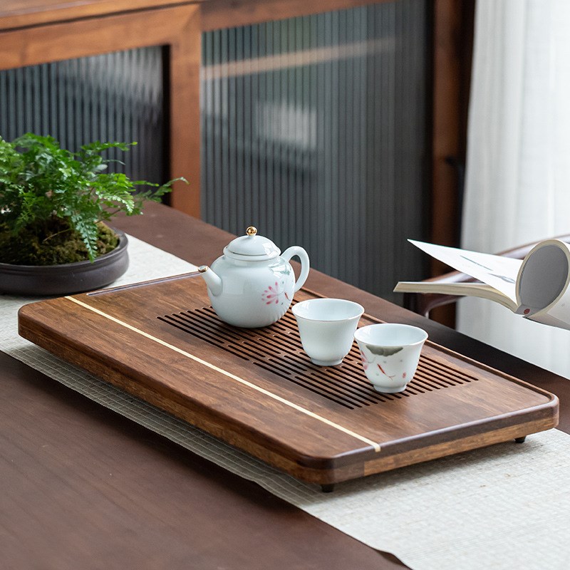 重竹茶盘大号家用日式茶台简约长方形整块茶海排水蓄水式竹制托盘