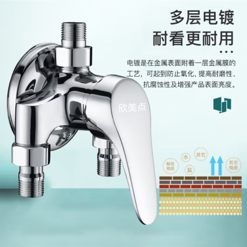 明装混水阀手持花洒套装 黄铜主体冷热淋浴水龙头 暗装转明装花洒