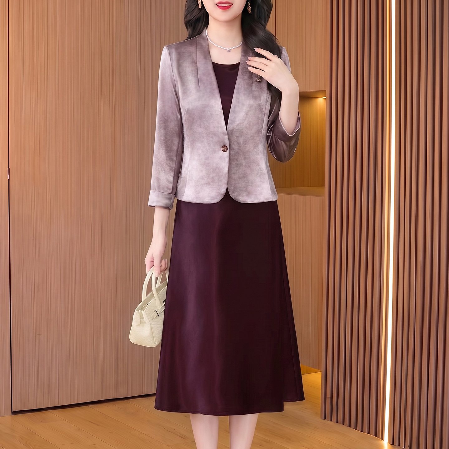 小香风套装连衣裙女2026新款秋爆款结婚喜妈妈礼服高端轻奢高级感