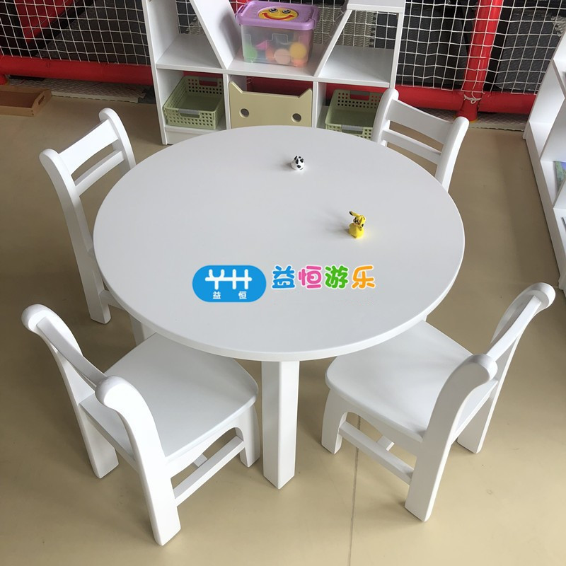 幼儿园欧式白色烤漆圆桌早教中心儿童成套桌椅多人游戏绘画圆形桌