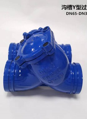 蓝色沟槽式Y型过滤器G81Ht-16给水卡箍式过滤器 DN65-DN300
