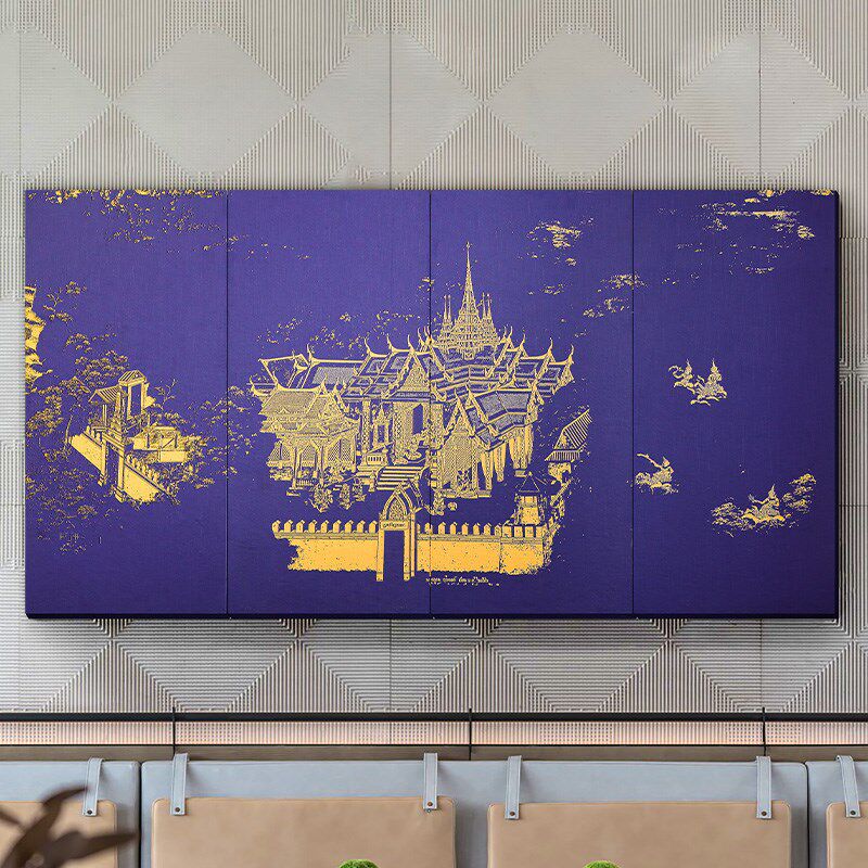 异丽泰式沙发背景墙装饰画客厅玄关现代简约58d水晶纱线挂画定制