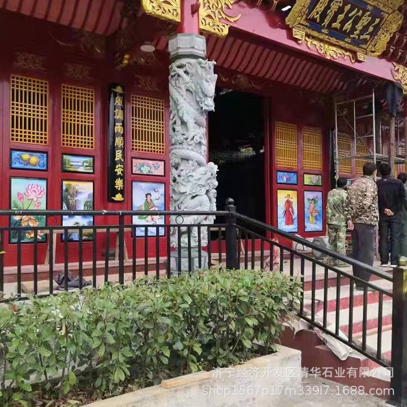 石雕盘龙柱石材广场柱子雕塑盘龙柱华表十M二生肖雕刻柱子支持安