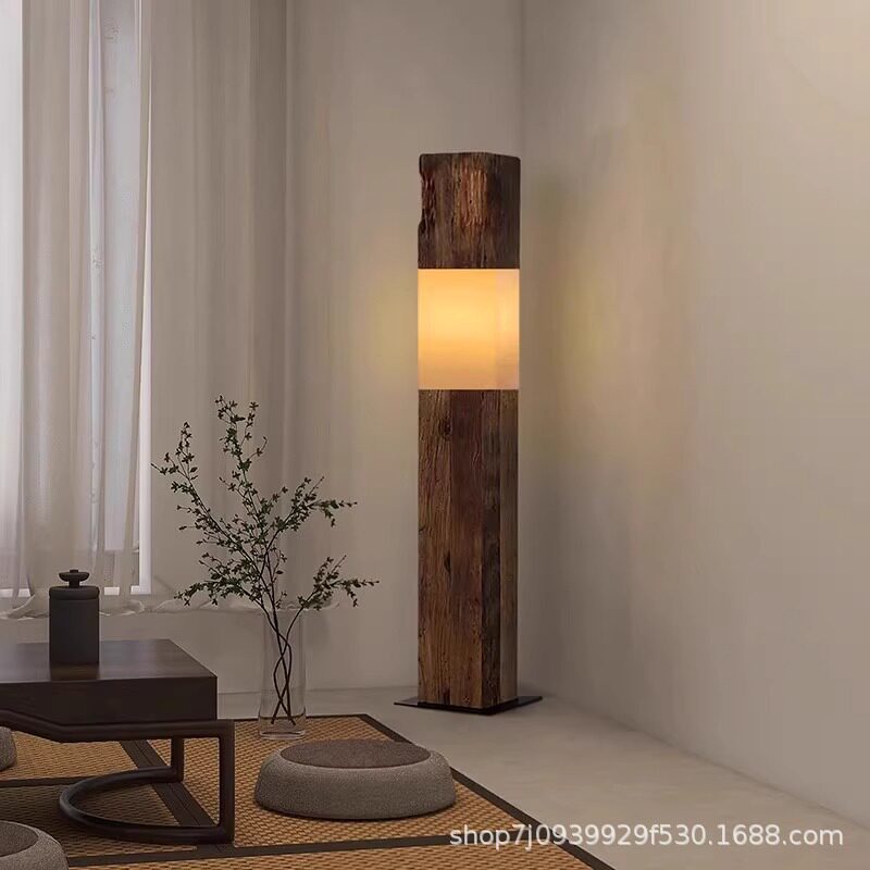 中古原木轻奢卧室客厅落地灯