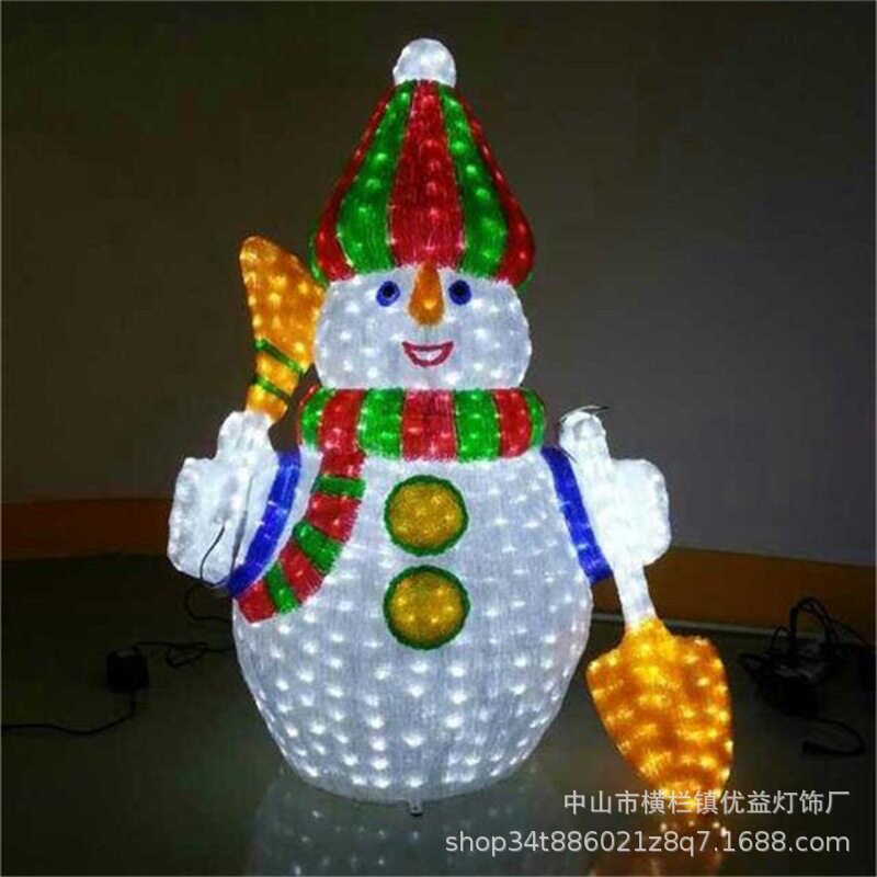 LED雪人圣诞造型灯滴胶动物亚克力雪人节日装饰亮化小品景观灯