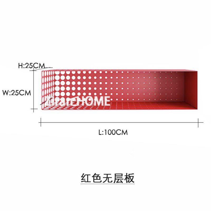 现代极简设计师红k蓝灰白色墙挂置物架柜桌面可墙上书架金属置物