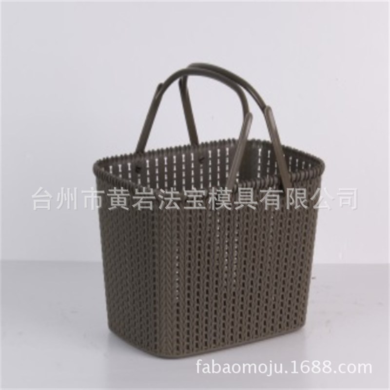 棕色藤条手提篮购k物篮蓝子 加厚篮子买菜购物筐塑料框子塑料模具
