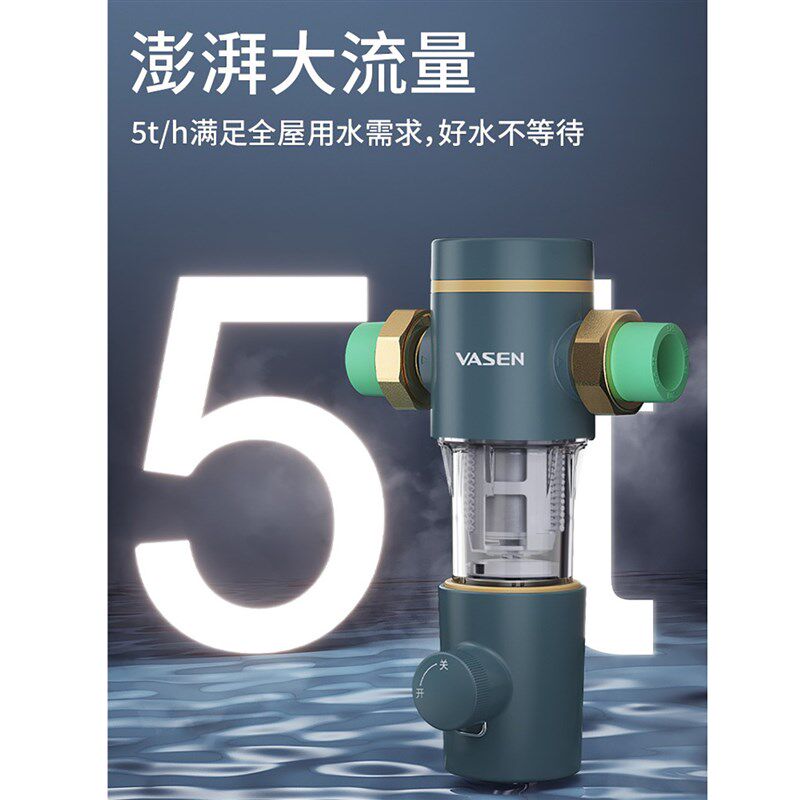 VASEN伟星 如意双刮洗前置过滤器40微米家用自来水过滤QZBW25G-S1