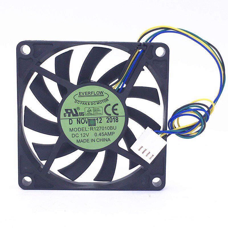 EVFLOW R127010BU 12V 0.45A 7CM 7010 4线pwm超薄静音散热风扇