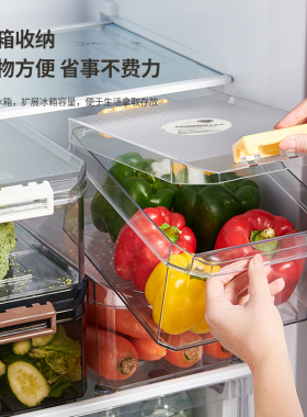 冰箱收纳盒抽屉式整理神器蔬菜储物盒冷冻专用密封保鲜盒