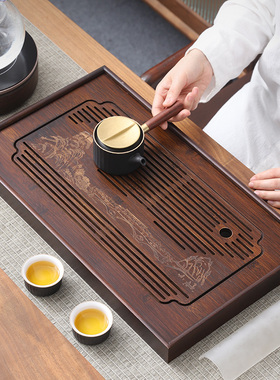 茶盘家用小茶台功夫茶具2026新款桌面茶海竹实木储水沥水干泡托盘