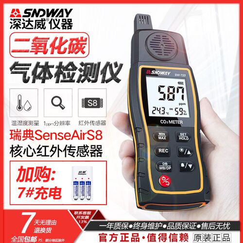 深达威二氧化碳检测仪SW-723浓度有害环境监测仪C02气体报警器
