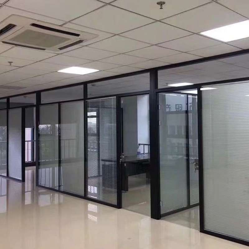 办公家具 铝合金办公屏风高隔断 单双玻带百叶钢化玻璃高隔墙