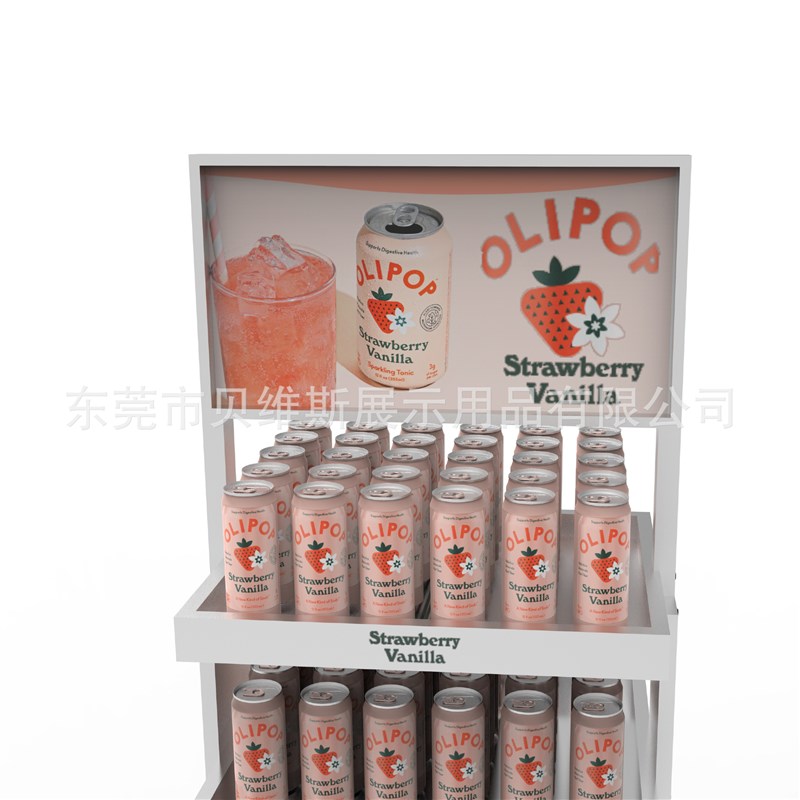 商超易拉罐汽水展览展示q架金属层板置物架可移动滚轮陈列架促销