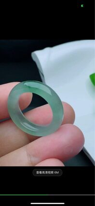 缅甸天然翡翠a货冰飘花指环xz圈口15