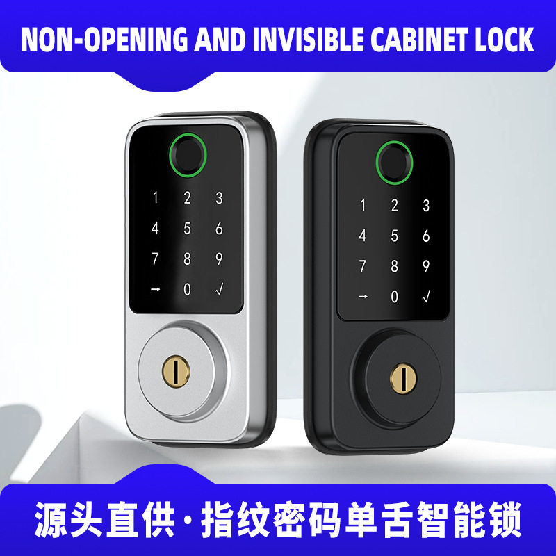 外贸呆舌锁家用木门密码锁指纹锁通通APP按键智能门锁感应门锁